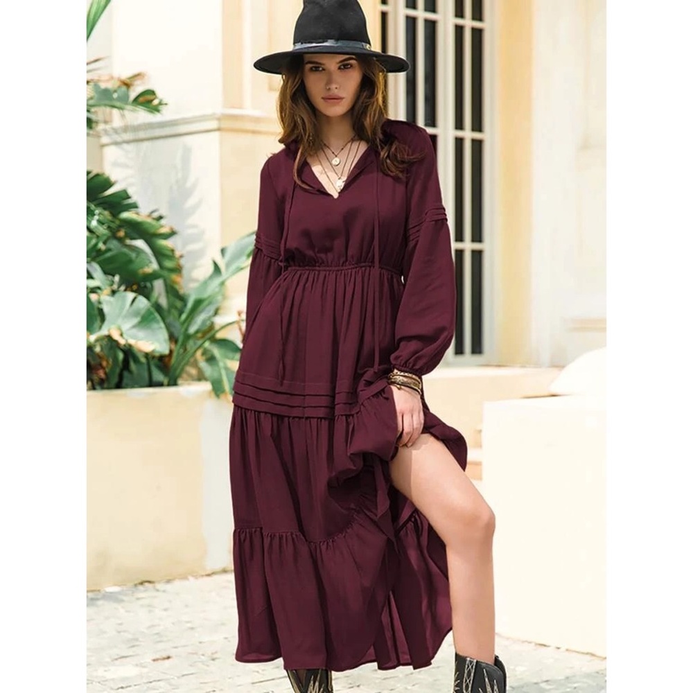 Lantern Sleeve Flippy Hem Dress